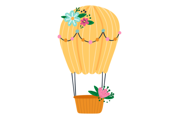 Download Flying Hot Air Balloon Decorated with Cu - Decor Collection