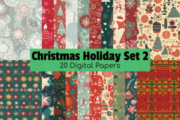 Download Christmas Holiday Digital Paper Pack 2 - Holiday digital paper Collection
