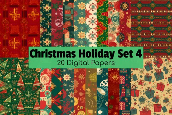 Download Christmas Holiday Digital Paper Pack 4 - Holiday digital paper Collection