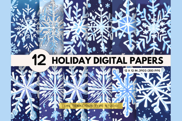 Download Snowflake Holiday Digital Paper Pack - Holiday digital paper Collection