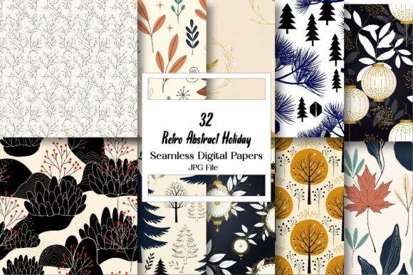 Download Retro Abstract Holiday Digital Paper - Holiday digital paper Collection