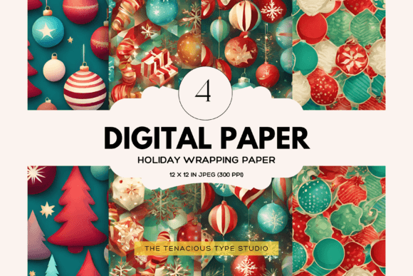 Download Ornament Holiday Digital Paper Pack - Holiday digital paper Collection