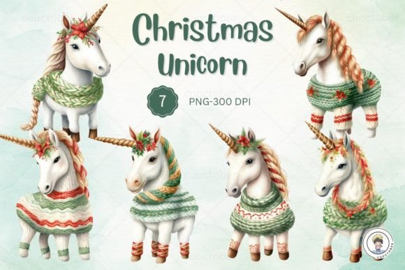 Download Watercolor Christmas Unicorn Clipart - Christmas unicorn Collection