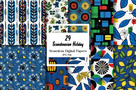 Download Scandinavian Holiday Digital Paper - Holiday digital paper Collection