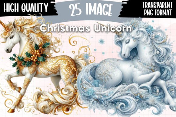 Download Christmas Unicorn Clipart Sublimation - Christmas unicorn Collection